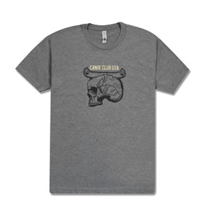 Grey Tshirt with Skull & Brass Lettering Grey Tshirt with Skull & Brass Lettering