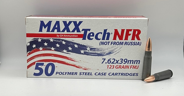 7.62x39mm 123gr FMJ Steel Case Maxx Tech - 50 Rounds