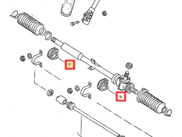 VW MK1 Golf & Caddy Steering Rack Mounts – 80 Shore Polyurethane