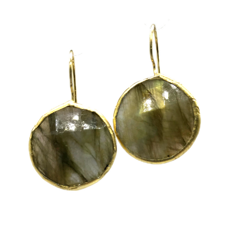 Labrodrite Button Earrings