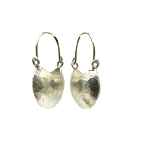 Sterling Hammered Pod Earring