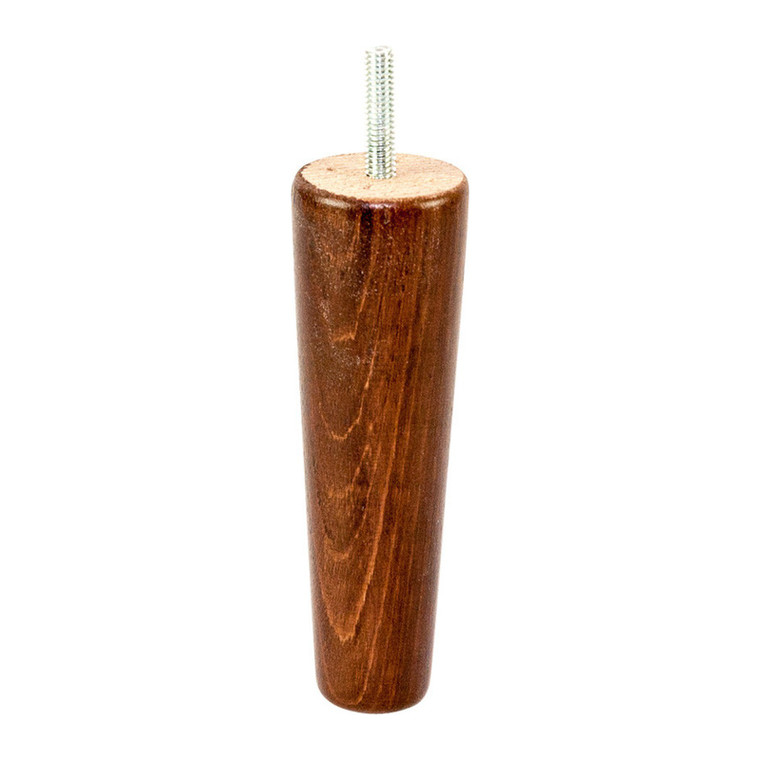 Mid-Century Walnut Stained Hardwood Cone Sofa Leg – 140mm