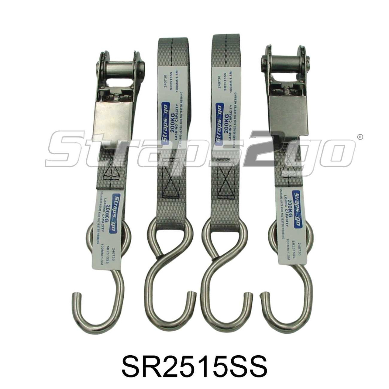 Ship Fitting Tools Ratchets Straps2go® Stainless Steel Boat Ratchet 1.5metre Pair - JustStraps2go