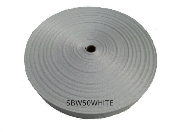 50MM White Polyester Webbing 100 metre roll