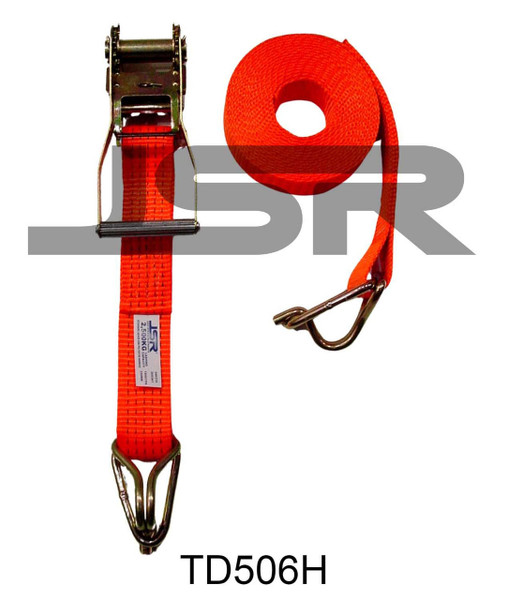 JSR® Brand JSR® Ratchet Strap 50mm / 6 metre H/Duty c/w Hook & Keeper 2,500kg L.C. 