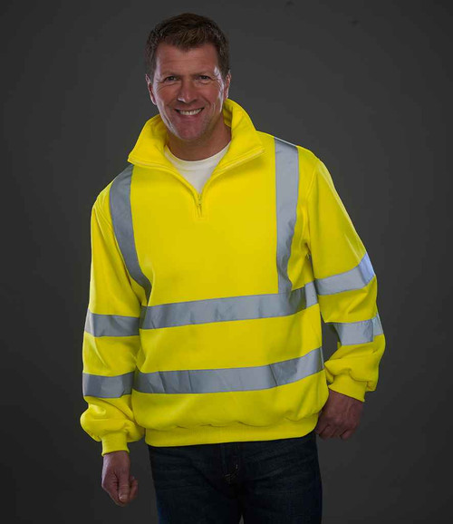 Yoko YK033 (HVK06) Hi-Vis Zip Neck Sweatshirt