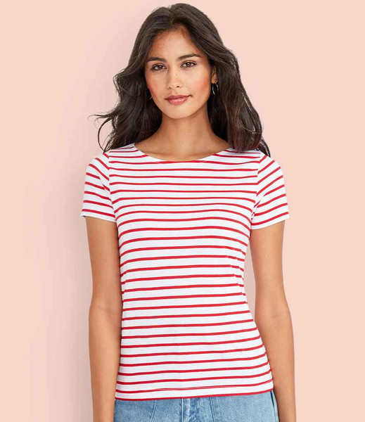 SOL'S 01399 Ladies 100% Cotton Miles Stripe T-Shirt