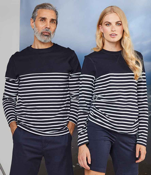 Front Row FR134 Unisex Long Sleeve Breton Striped T-Shirt