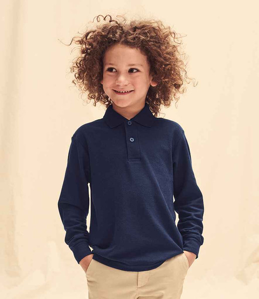 Fruit of the Loom SS45B (632010) Kids Long Sleeve Poly/Cotton Piqué Polo Shirt