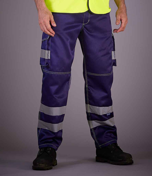 Yoko YK301 Hi-Vis Cargo Trousers with Knee Pad Pockets