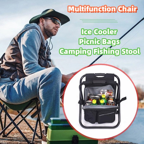 Multifunction Outdoor Folding Chair Ice Cooler Picnic Bags Camping Fishing Stool