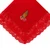 A red lace‑trimmed handkerchief featuring detailed embroidery of praying hands, designed with elegant religious symbolism and crafted in a variety of colors.