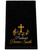 Personalized black music ministry towel with gold cross and musical notes, name and title