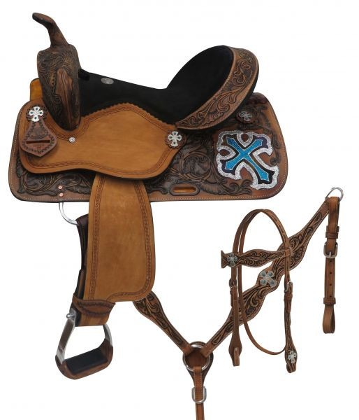 Selle Barrel Racing Double T Jeune 14 Pouces - Cuir Marron - Bon état