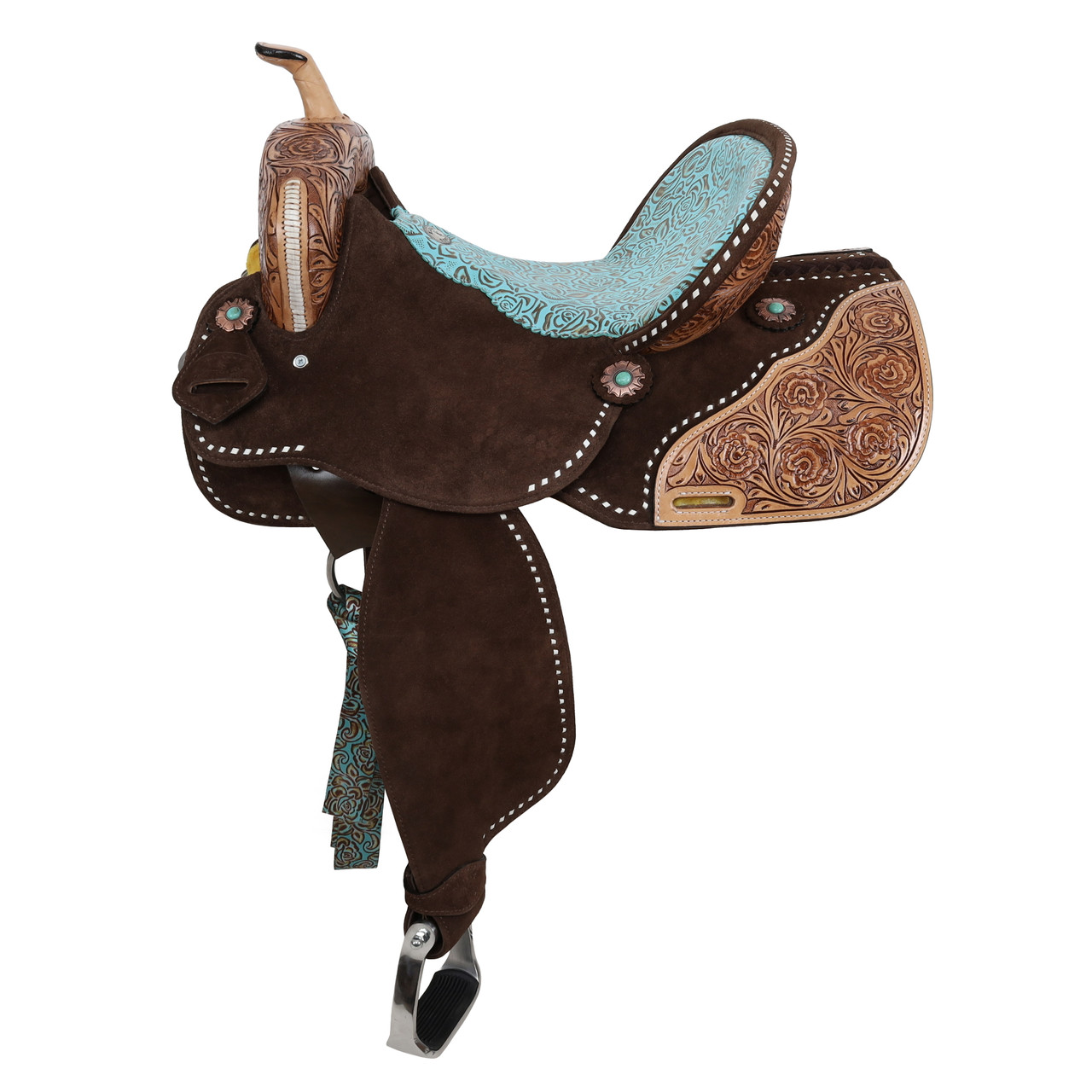 Klassy Cowgirl Argentina Cow Leather Tie Down with motif overlay. Nose band main image 0