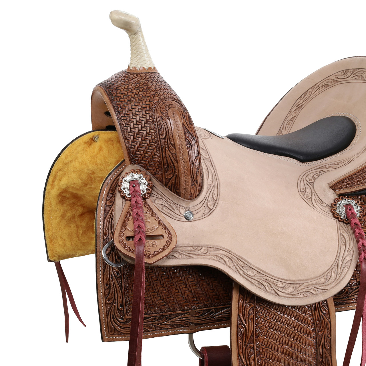 New! Double T Exotic Golden Gator Barrel Saddle - 15 Inch