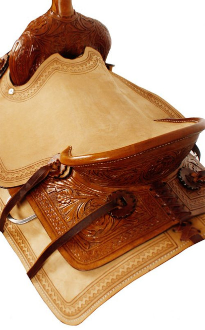 13" Double T Hard Seat Roper Style Saddle with Acorn Tooling