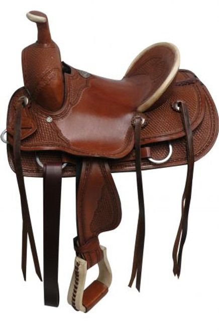 Double T Hard Seat Roper Style Saddle with Basket Tooling