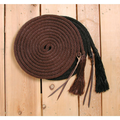 SKU 54-135
In Stock
This affordable mecate is constructed of heavy nylon rope and features a braided leather popper and nylon tassel end. Works well with most bosals and slobber straps.