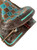 12" Double T  Barrel style saddle with teal gator patchwork pattern. This Barrel Style saddle features a dark oil finish with teal gator patchwork and floral tooled accents on pommel, skirt, and Cheyenne roll seat. This saddle features a dark oil rough out on the fenders and jockeys and is accented with a teal rawhide lacing on the skirts. Comes equipped with cowboy tie accents, latigo off billets & tie straps and teal leatherbound stirrups. 

Seat: 12"

Swell: 12" 

Gullet: 7"

Bars: Full QH Bars

Horn: 3.5”

Cantle: 5”

Skirts: 21.5" X 10"

Stirrups: 32" to 40”
**additional holes can be added to stirrup leathers**

Tree: Wood Tree Fiberglass Covered

Weight: 24 lbs

Matches# SS-37, WS-52, 8066, 722793, 1586915