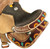 12" Double T  Youth Hard Seat Barrel style saddle with cactus and sunflower beaded accents.