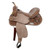 The padded seat is enhanced with a distressed teal steer skull design, providing comfort while adding an eye-catching element to the saddle's overall look. Copper berry conchos complete the look, offering a sophisticated contrast to the saddle's rich leather tones. Aluminum stirrups with rubber grip tread ensure improved traction and stability, making this saddle ideal for barrel racing, trail riding, or everyday use. The saddle is equipped with a leather tie strap and off billet, making it ready for action, and is available in a 15-inch seat size for the perfect fit. Full Quarter Tree