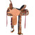 The Longhorn barrel saddle is a work of art, combining rich hand-carved leather with hair-on details and silver dot accents for a truly western lifestyle look. Its lightweight design includes features like stainless steel in-skirt rigging, quick change fender buckles, long saddle strings, and lightweight aluminum stirrups. Complete with deep suede seat for a balanced ride and roughout jockeys and fenders for excellent grip.
