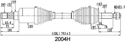 CV Axle Shaft-High Quality OE Style DSS 2004H fits 16-21 Tesla X