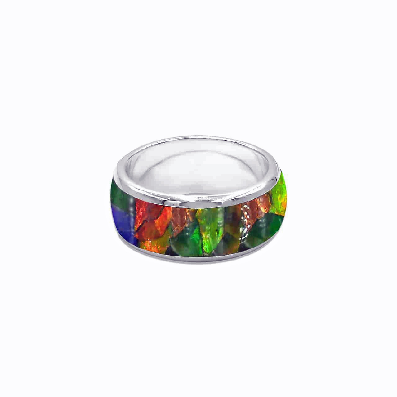 Ammolite Mosaic Band Ring Sterling Silver 46SR