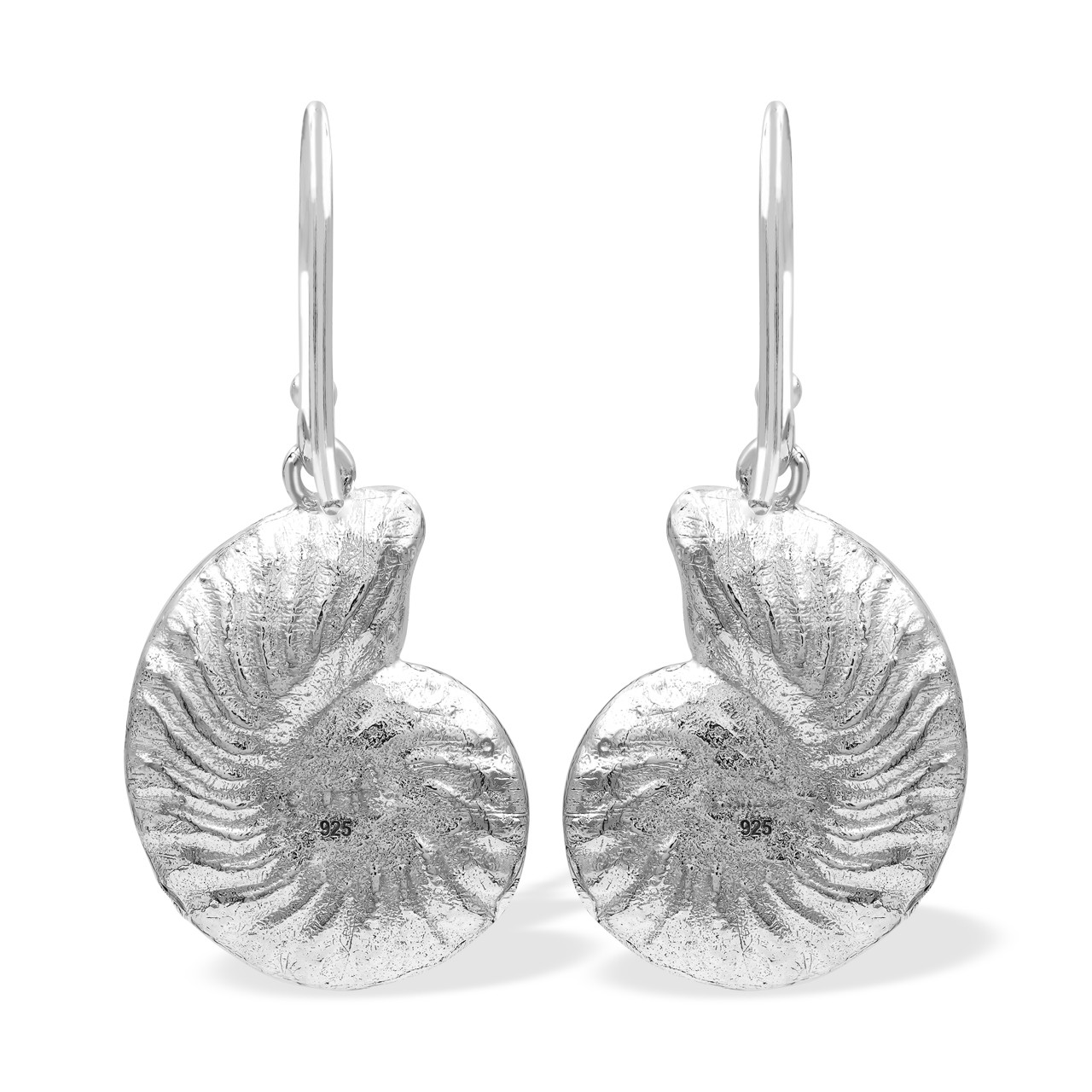 Nautilus Ammonite with Multi-colored Ammolite Inlay Dangle Earrings 31SLE