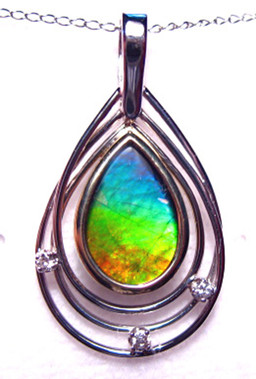 14KW Ammolite Pear Pendant 60GP 14KW Ammolite Pear Pendant 60GP