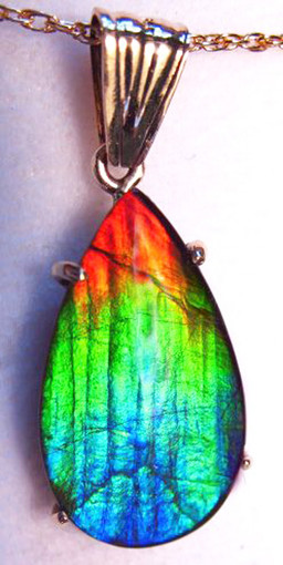 14K Ammolite Pear Pendant  68GP 14K Ammolite Pear Pendant  68GP