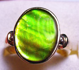 14K Ammolite Oval Ring 19GR 14K Ammolite Oval Ring 19GR