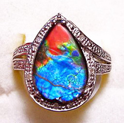 Ammolite Pear Ring Sterling Silver 21SR Ammolite Pear Ring Sterling Silver 21SR