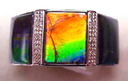 Ammolite Rectangle Ring Sterling Silver 55SR Ammolite Rectangle Ring Sterling Silver 55SR