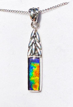 Ammolite Rectangle Column Sterling Silver Pendant A-12SP Ammolite Rectangle Column Sterling Silver Pendant A-12SP