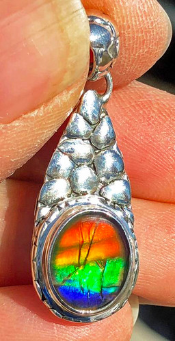 Ammolite Oval Sterling Silver Pendant  94SP Ammolite Oval Sterling Silver Pendant  94SP