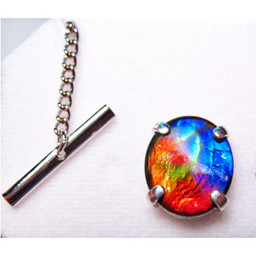 Ammolite Oval Sterling Silver Tie Tack 1STT Ammolite Oval Sterling Silver Tie Tack 1STT