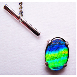 Ammolite Oval Sterling Silver Tie Tack 2STT Ammolite Oval Sterling Silver Tie Tack 2STT