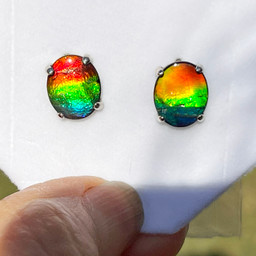 14KW Ammolite Oval Stud Earrings 12GE 14KW Ammolite Oval Stud Earrings 12GE