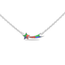 Ammolite Mosaic Shooting Star Sterling Silver Pendant Necklace 127SP Ammolite Mosaic Shooting Star Sterling Silver Pendant Necklace 127SP