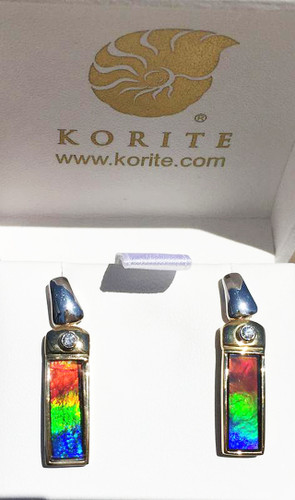 Korite Ammolite Rectangle 18K Paris Earrings 22KGE