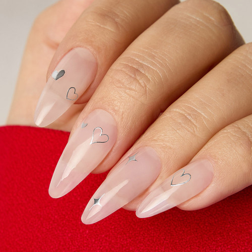 Silver Heart Outlines Studio Nail Decals