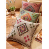 Embroidered Square Stone Wash Cushion with embroidery, teal