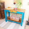  Hand Painted Upcycled Sea Blue Console Side table 1 Drawer Fairly Traded 