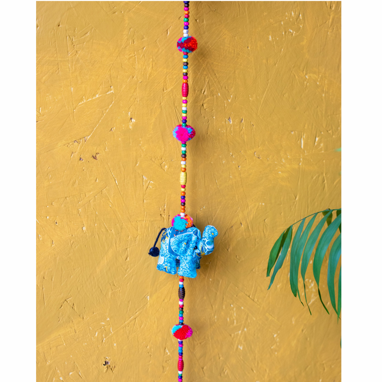 String of 3 Elephants with Beads and Bells - Fair Trade