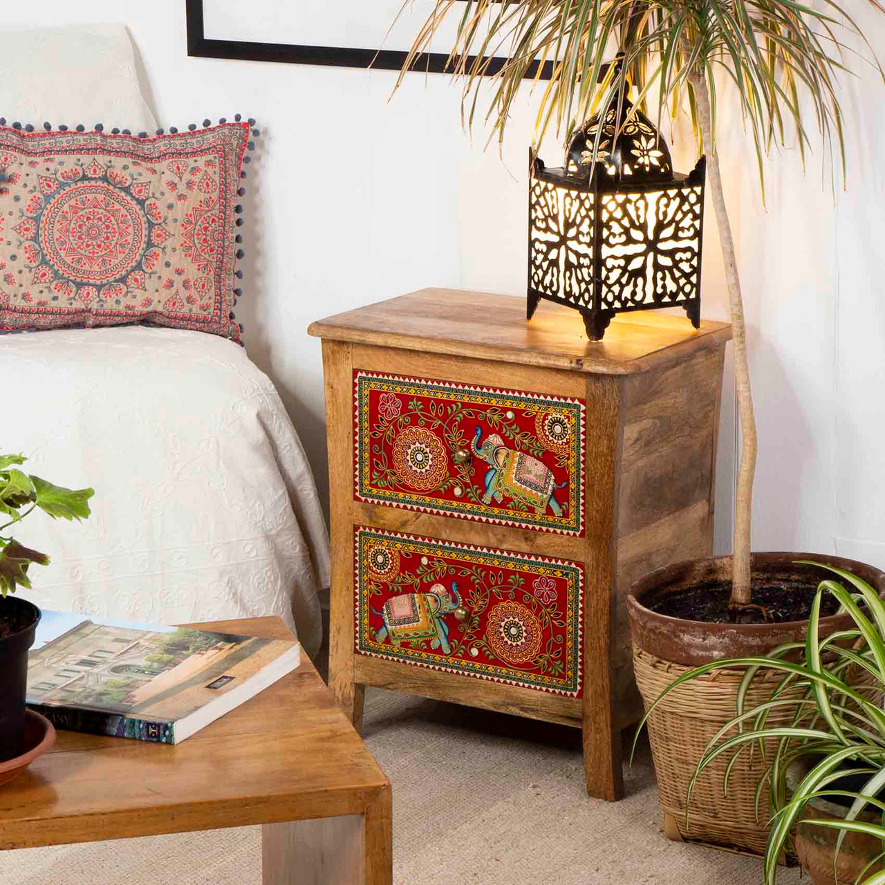 Curved 2 Drawer Chest Elephant Design Fair Trade Present Company