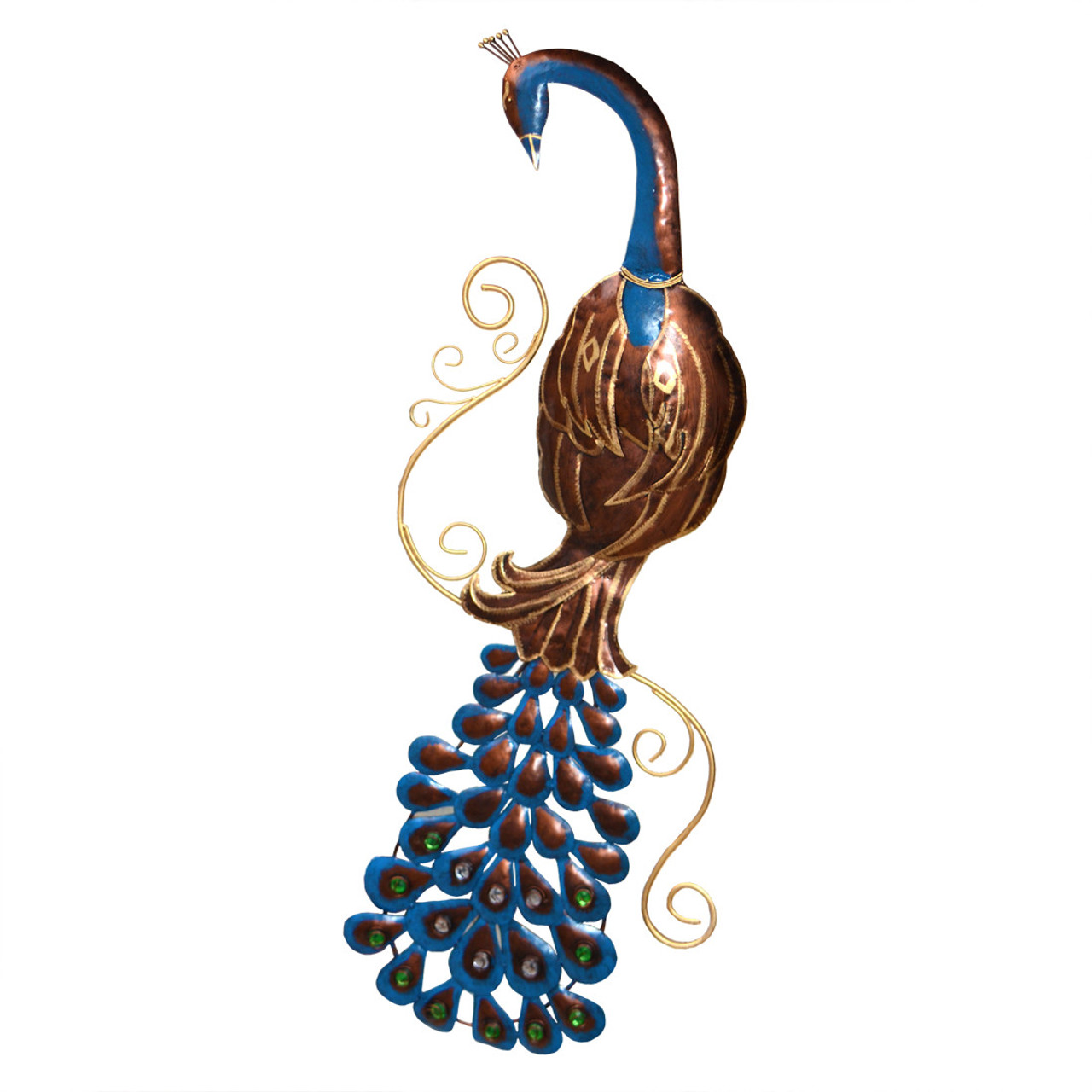 Large Metal Peacock Wall Art Fair Trade Present Company