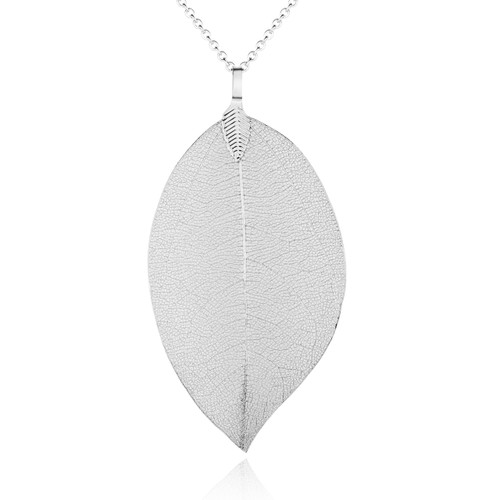Real Leaf Silver Pendant on Chain 