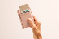 Image of Tile Slim - Slate in pink wallet